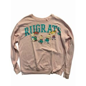 Rugrats Sweatshirt Vintage 90s Nickelodeon Pink Crewneck Pullover Size Large